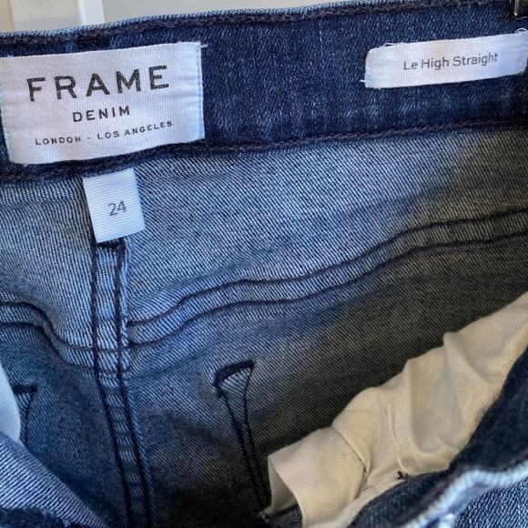 FRAME DENIM Le High Straight Gusset Raw Edge Split hem in Elaine size 24 - Picture 10 of 12